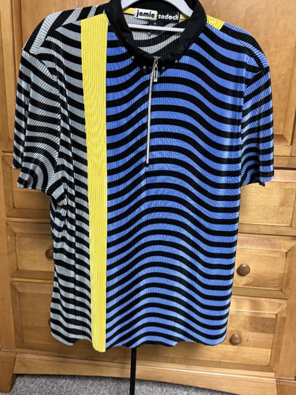 Jamie Sadock Size XL Short Sleeve Golf Shirt Colorful 3/4 Zip